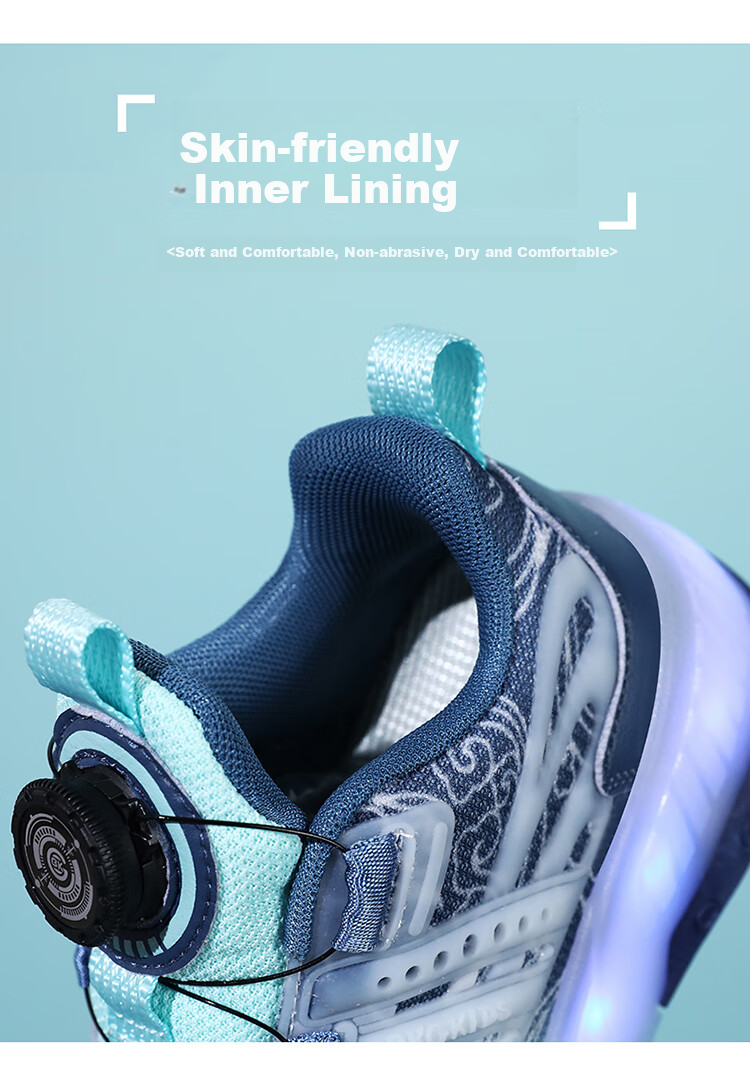 BKG Running Shoes for Girls, Four-Wheel Sports Shoes for Children, Student And Youth Skating Shoes ZYQ23825-B7 Lan Yue 36 13