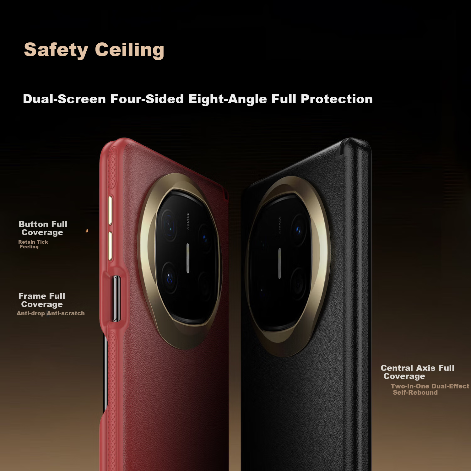 Чехол для Huawei Mate X6 Aimeichen, бизнес-стиль, кожаный, с полной защитой, черный