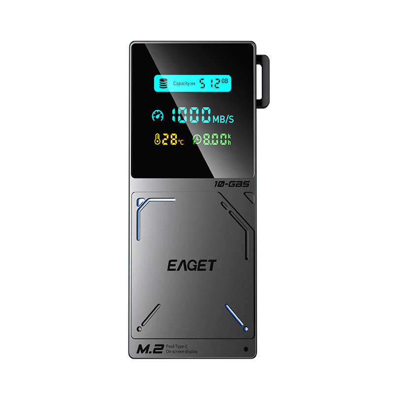 EAGET M.2 NVMe SSD Enclosure with Display Screen Type-C 3.2 for Laptop Desktop External SSD Case Smart Digital Display Compatible with Apple
