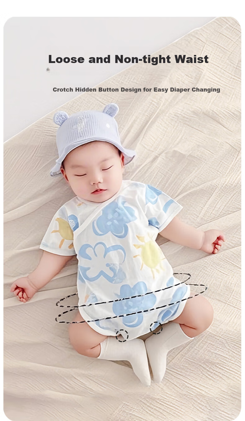 Aibaoshi Baby Romper, Summer Short-Sleeve Bodysuit, Newborn Onesie, Thin Mesh Back T169, 2-Piece Set, 66cm 7