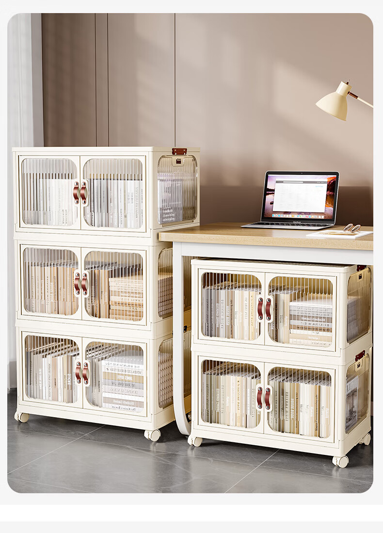 Haoer Double Door Storage Cabinet Foldable Storage Box Simple Wardrobe Multi-layer Snack Clothes Organizer No Assembly Required Storage Box 1