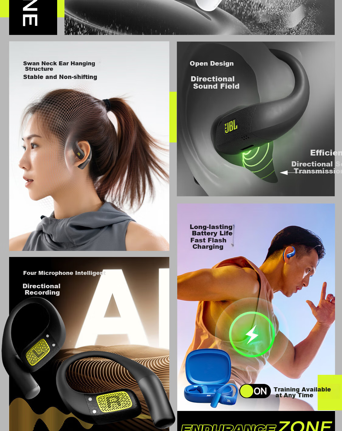 JBL ZONE [Wang Chulin's Choice], Yuedong Huan, True Wireless Open-Style, Sports Earphones, Ear-Hook Bluetooth Headphones, Compatible with Apple 18 Pro, Coast Blue 4