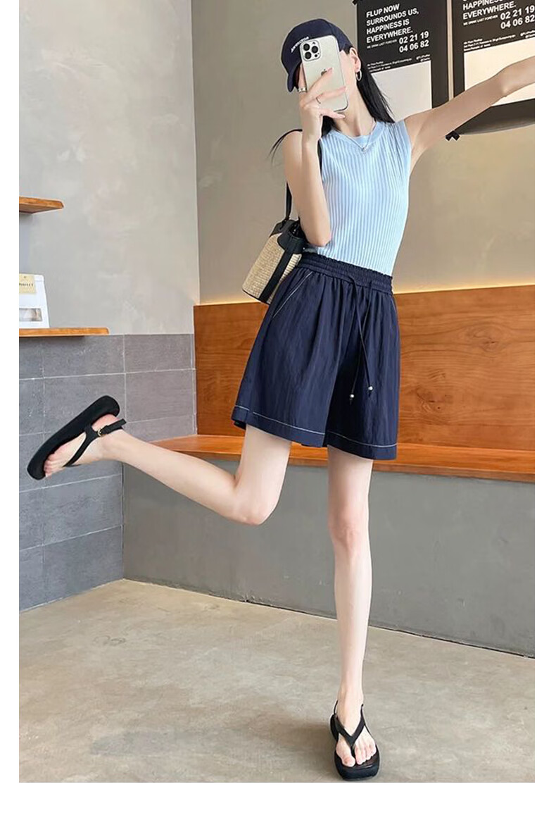 XUEXIMAN Tencel Denim Shorts for Women, 2025 Summer New Thin High-Waist A-Line Slimming Knee-Length Shorts 14
