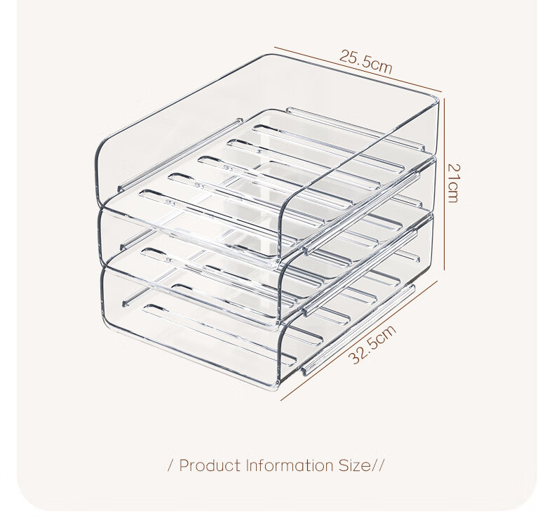 Bonnie Home Desktop Organizer Transparent Visible Layered Acrylic 3-Tier 32cm Student File Storage Rack 9