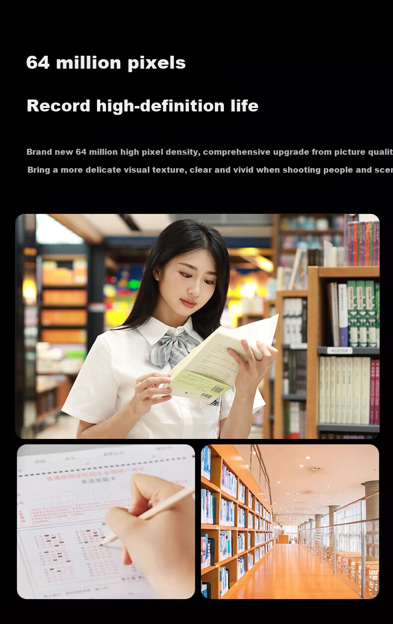 CAIZU 64 Million Pixel Digital Camera Selfie Flip Screen Mirrorless Camera Entry-Level Student 4K Recording Alternative CCD Camera Birthday Holiday Gift 2