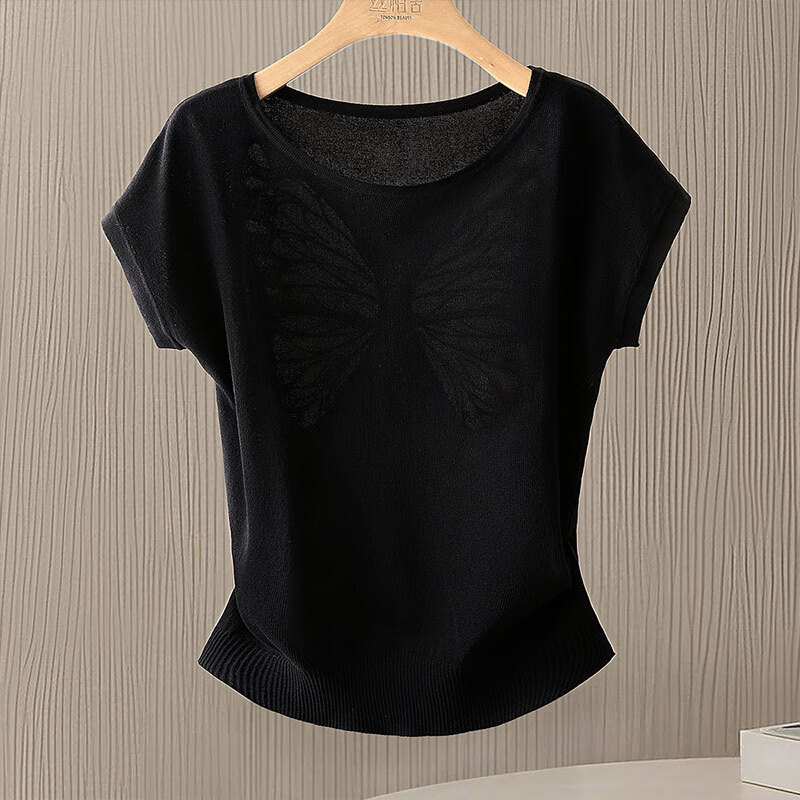 Cypress House Pullover Knitwear 2026 Spring Summer New Women's Round Neck Hollow Out Loose Short Sleeve Top