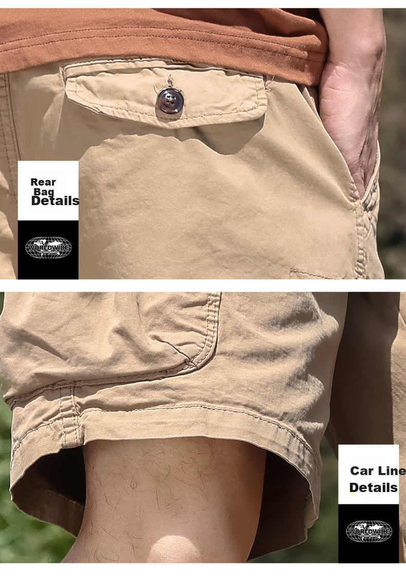 EASTERN CAMEL Cargo Shorts for Men, Casual Five-Point Pants, Spring And Summer Mid-Length Thin Trousers with Large Pockets, Gray, Size 36 19