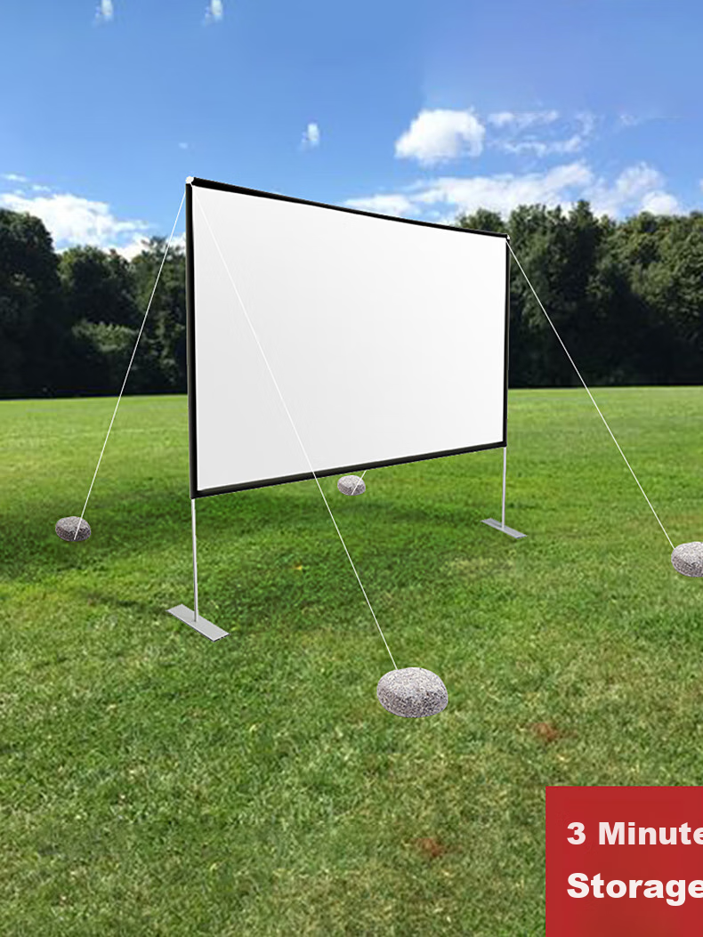 HONGYING Portable Projection Screen Outdoor Manual Stand Floor Projector Screen Support Pole Simple And Convenient Assembly Home Use Screen 60 Inches 2