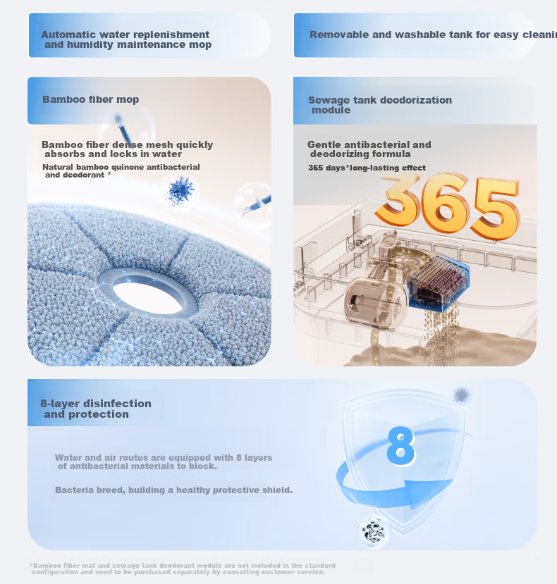 Midea V16 Pearl Edition, Robot Vacuum Cleaner with Automatic Cleaning And Self-Emptying Dustbin, Mechanical Arm for Hair Removal, No Tangle Washing Machine Water Tank Versio 7
