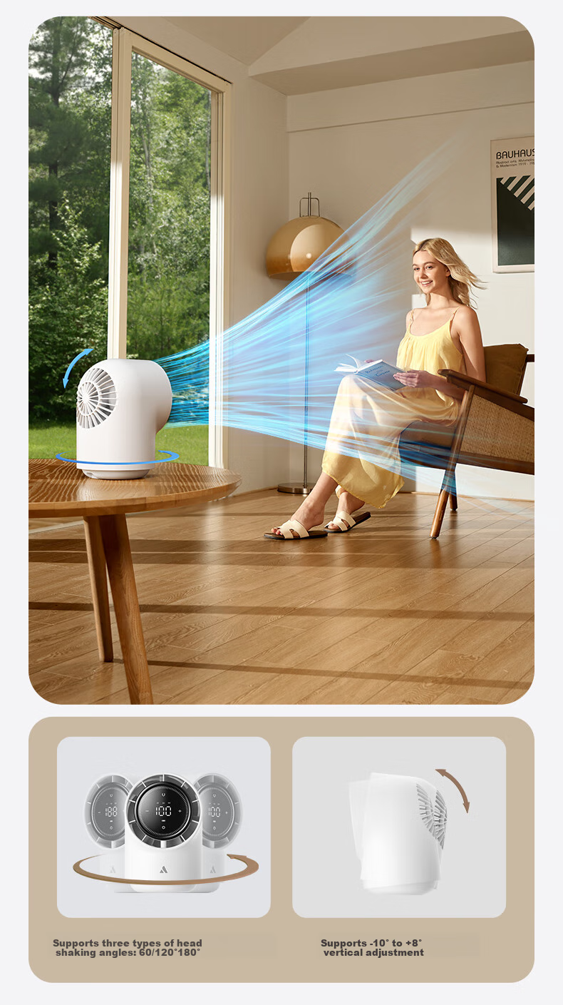 Aecooly Desktop Mini Fan, Quiet Ultra-Long Battery Life, Compact USB Electric Fan with Strong Airflow for Office, Dormitory, Outdoor Camping 4
