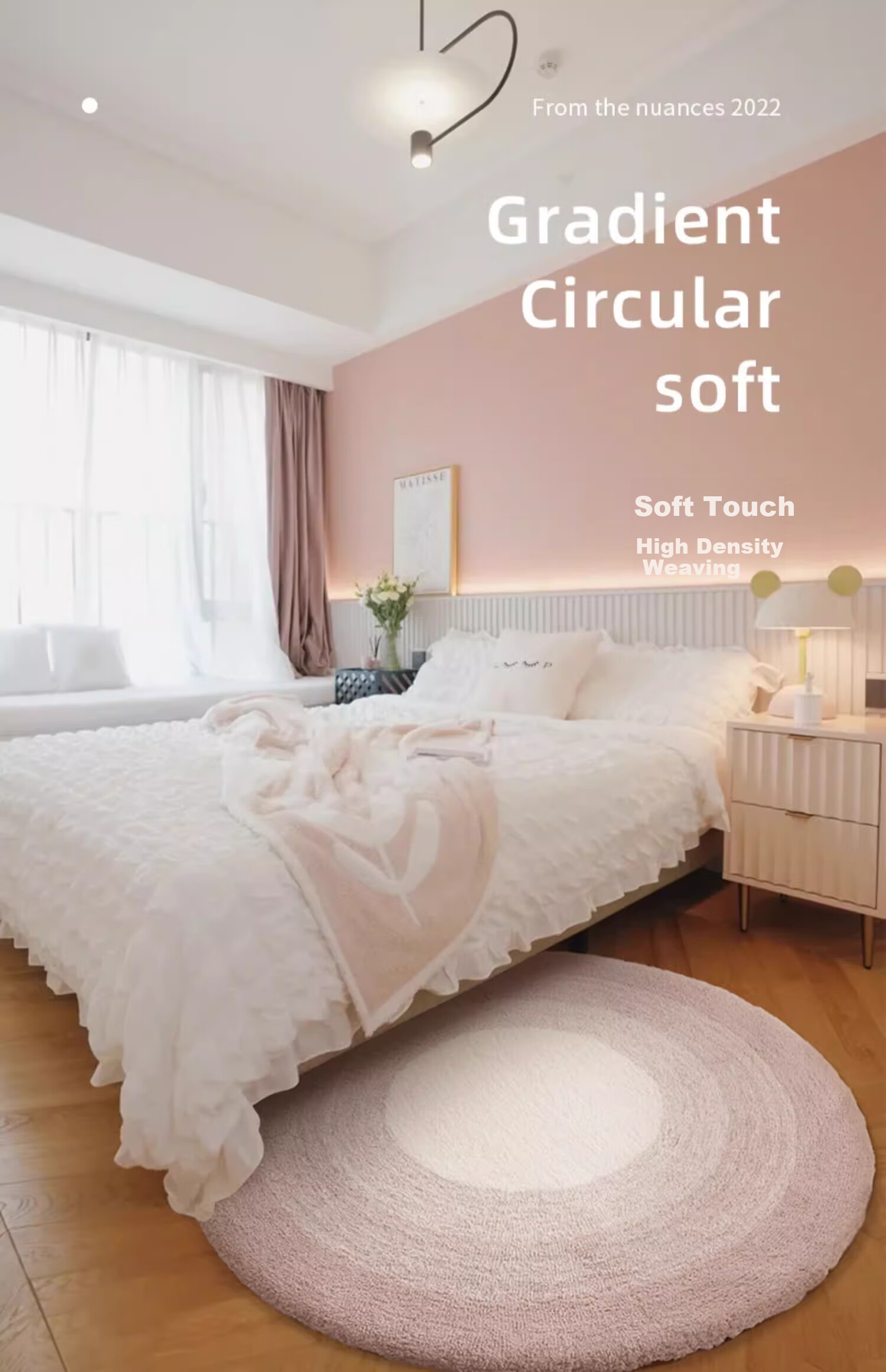 Keecy Non-Slip Round Carpet, Bedroom Ins Style Nordic Simple Living Room Coffee Table Bedside Rug Dressing Table Rug 1