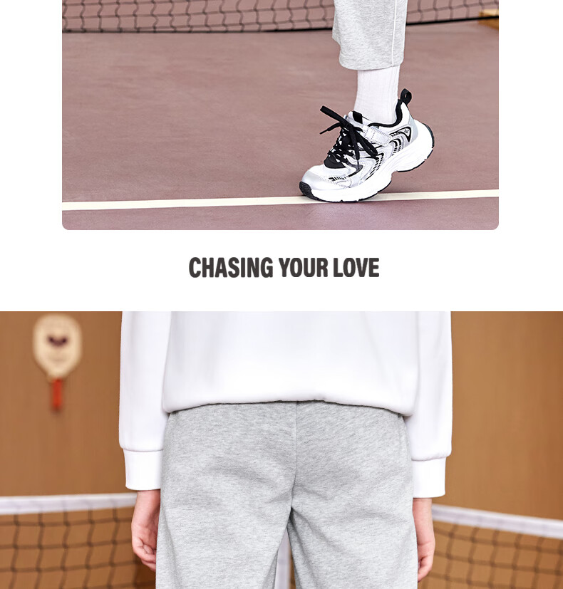 361° Children's Clothing Girls' Loose Straight-Leg Sports Knit Wide-Leg Pants for Older Kids, Fall 2025, Black, Size 150 10