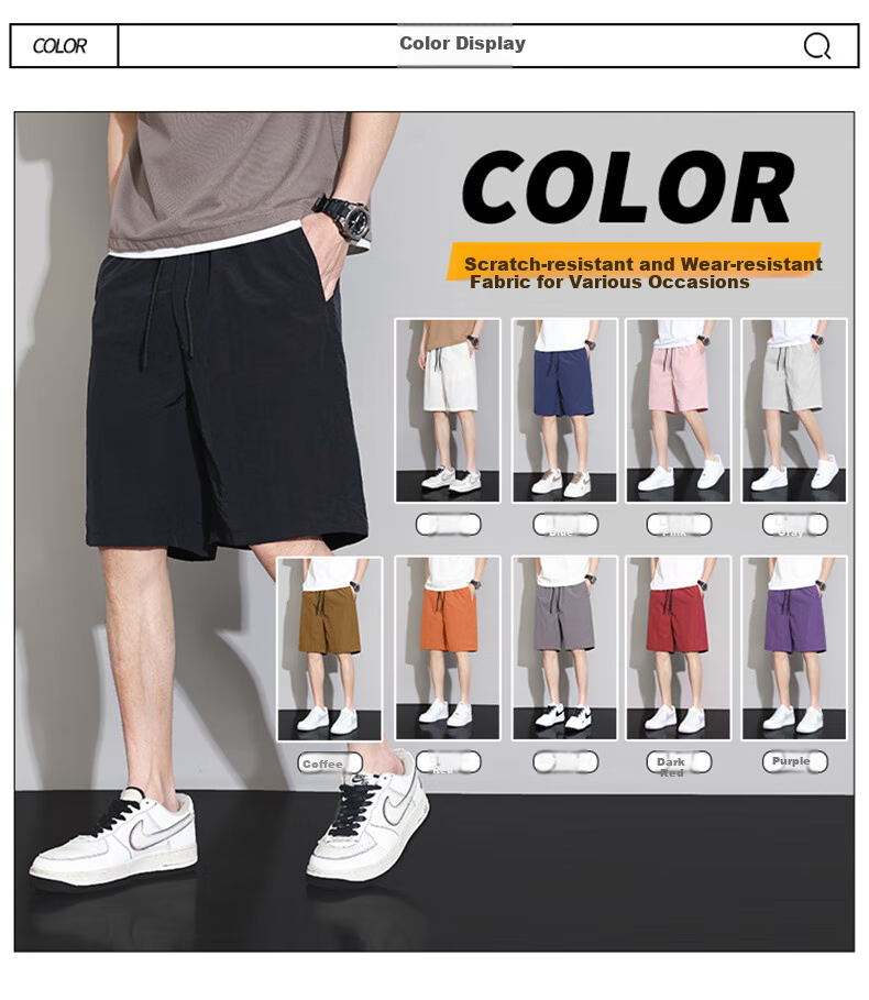 Jeanswest Men's Shorts, Summer Lightweight Loose-Fitting Cool Casual Five-Point Pants, Trendy Youth Sports Quick-Dry Straight Beach Shorts for Me 4
