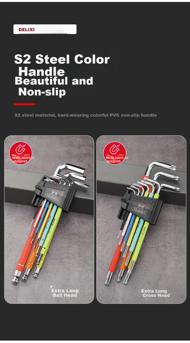 DELIXI Hex Key Set, Single Combination Star-Shaped Hexagon Hexagonal Universal Screwdriver Tool 11