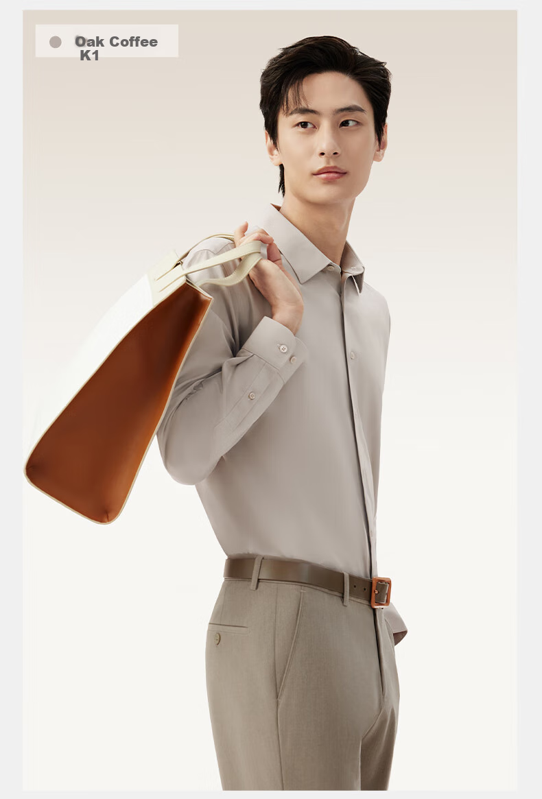 Hodo [Light Cloud Shirt] Modal Silk Blouse, Men's Long-Sleeve Casual Shirt, Wrinkle-Free Dress Shirt 22