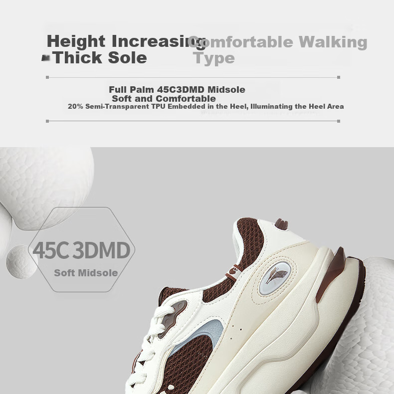 361° Sports Shoes, Peach Blossom Men's Shoes, Spring And Summer Retro Versatile Thick-Soled Casual Shoes, Height-Increasing Shoes for Men, 672536703-5 10