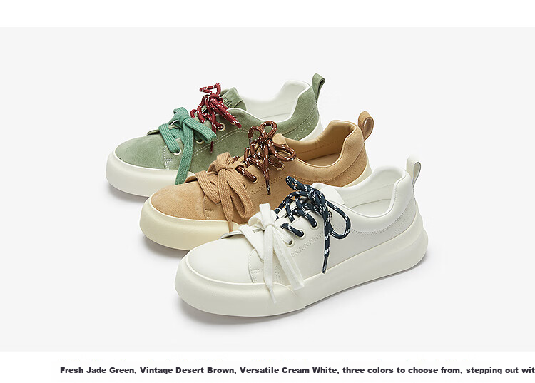 Le Saunda [Shengye Thick Milk] Simple Lace-Up Patchwork Low-Top Casual Sneakers Women's Flats 6M44201 Jade Green GNS 37 10
