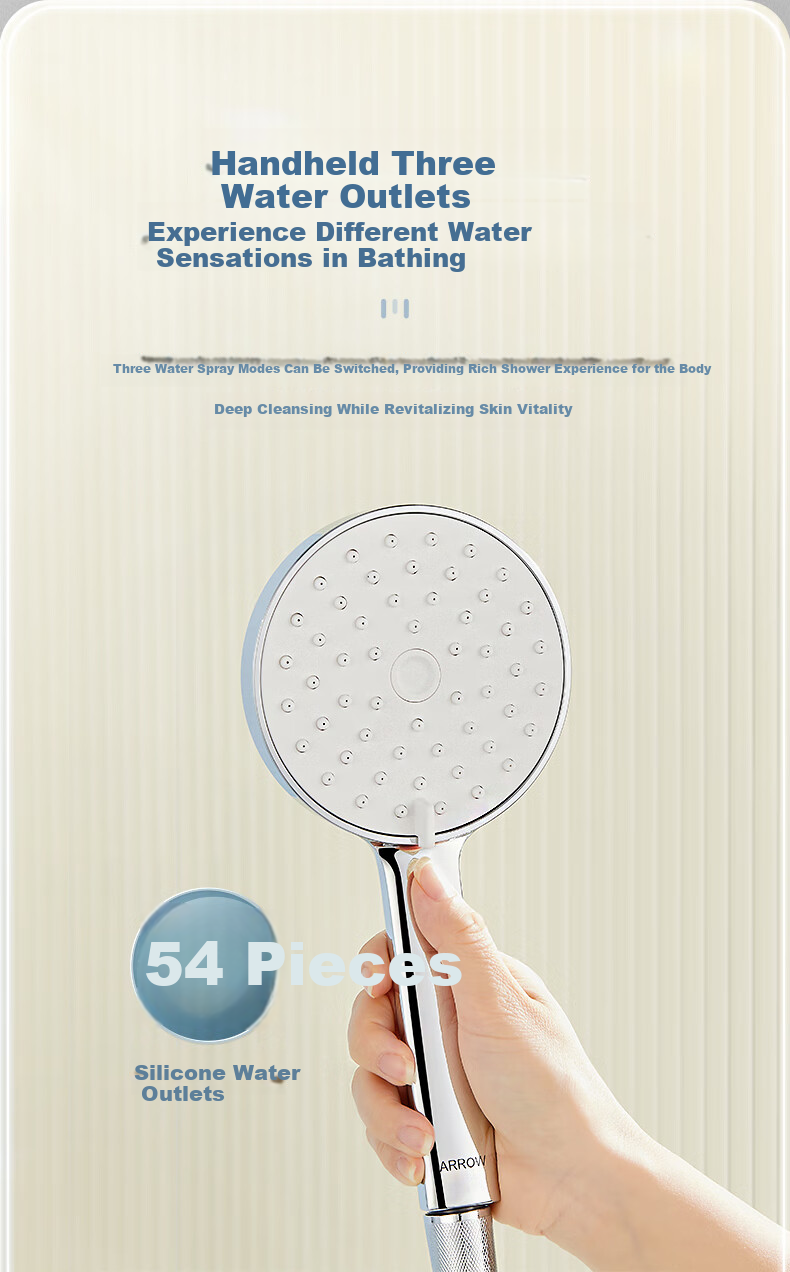 ARROW Shower Head, Brass Body, Pressure-Boosting Handheld Top Spray [Renovation Subsidy 15%] 3