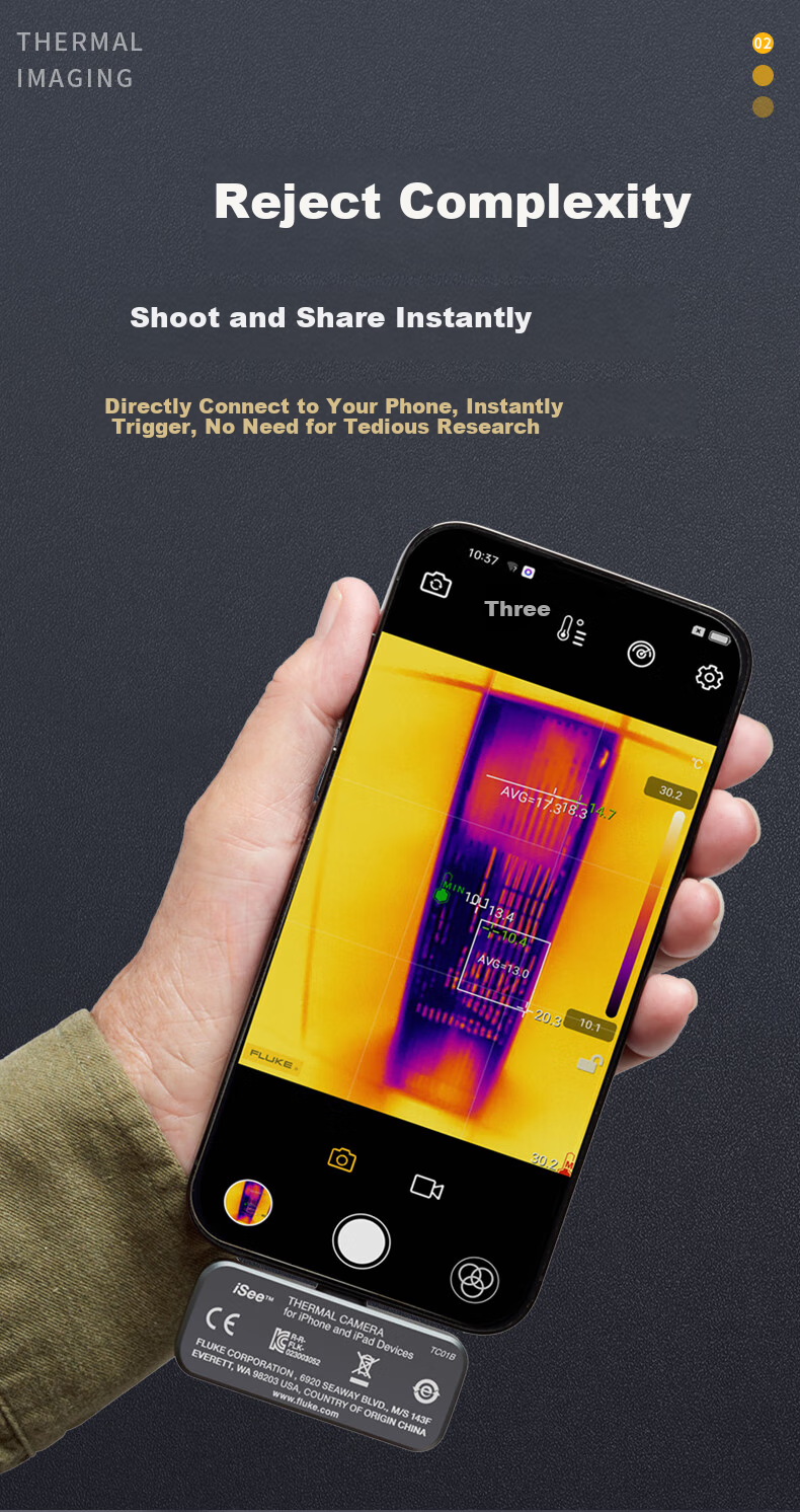 FLUKE TC01A Smartphone Thermal Imager, Thermal Imaging Night Vision Device, Infrared Thermometer, High-Definition Thermal Imager 6