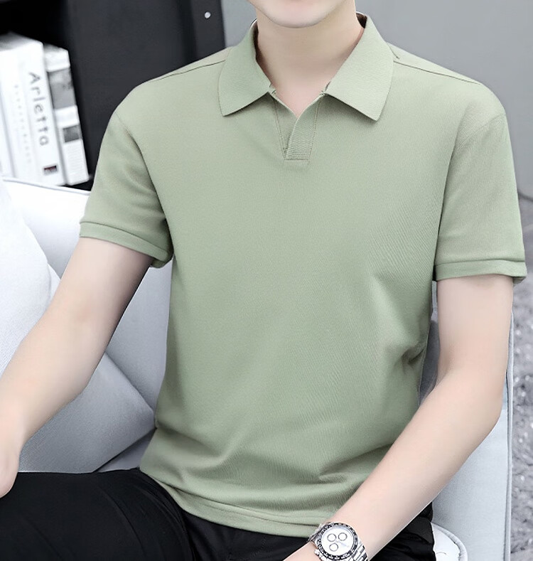 TUCANO Short-Sleeve T-Shirt for Men, Summer Cool-Feeling Collared Versatile Polo Undershirt, Business Casual Top Menswear, Black L 10
