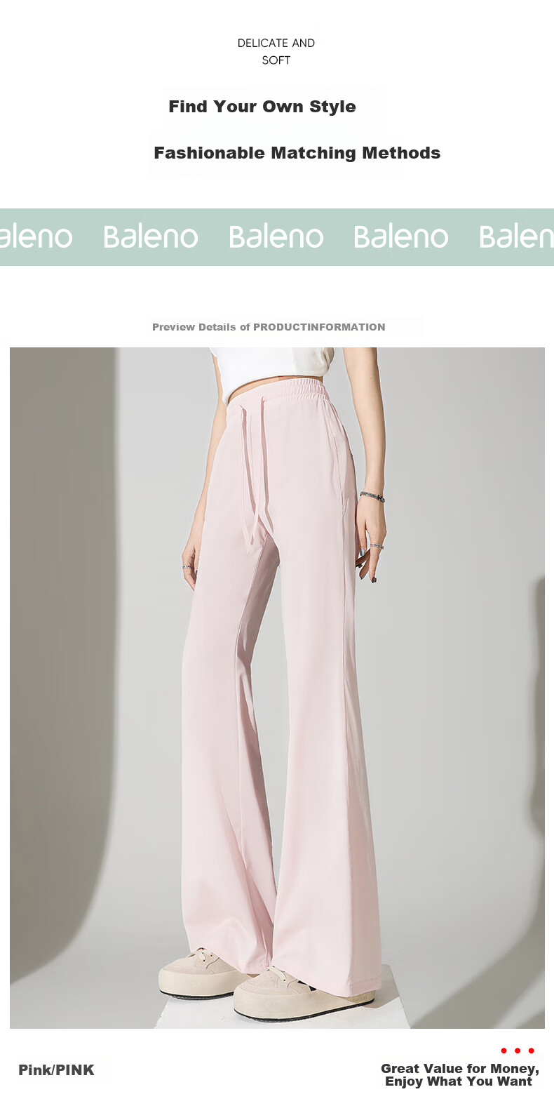 Baleno Ice Silk Micro-Flared Sun Protection Pants for Women, 2026 Summer New Trendy Fashion Casual Versatile Simple Fresh Trousers 7