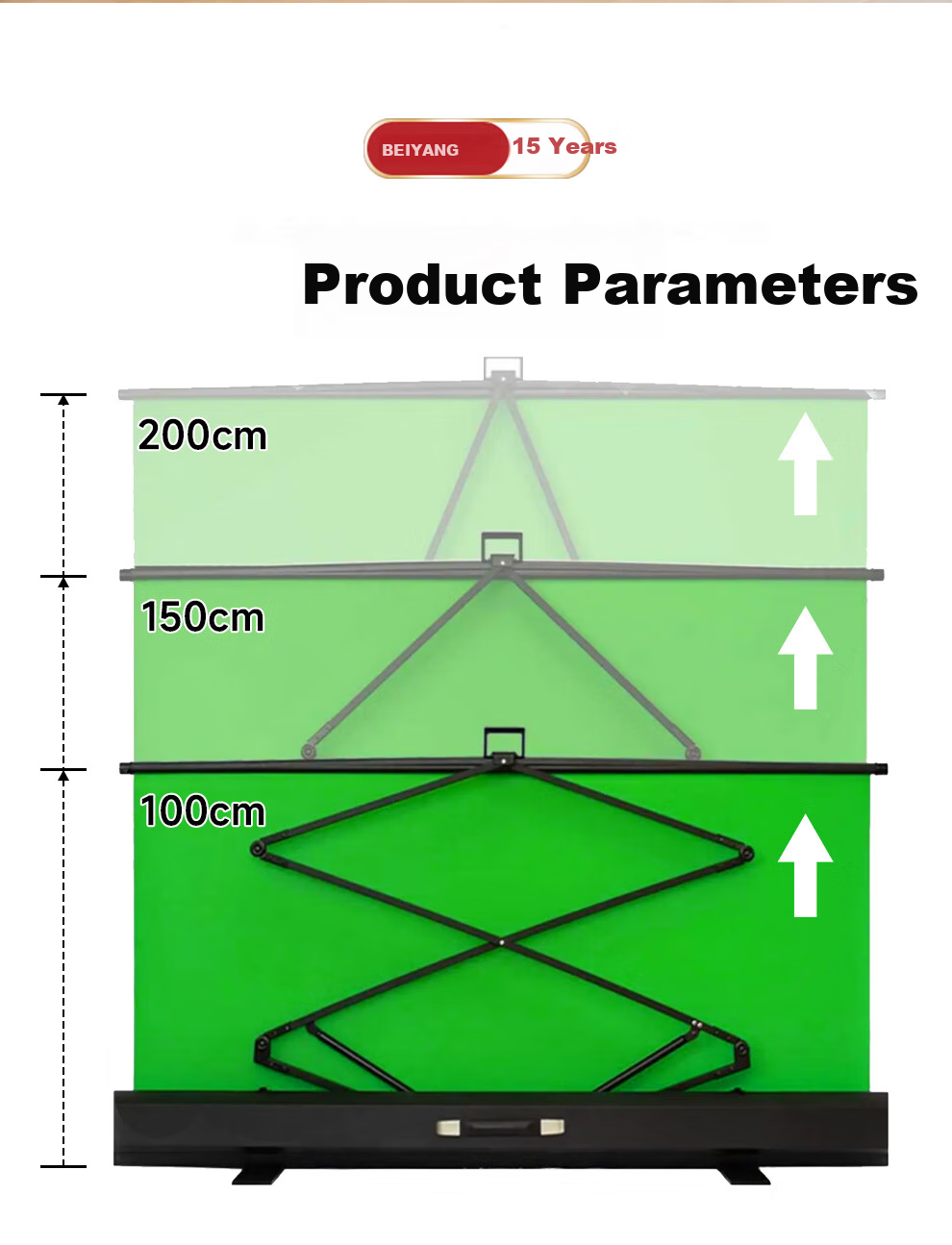 Beiyang 1.5m*2m Professional Live Streaming Green Screen Backdrop, Integrated Floor-Stretchable Green Cloth Background, Portable Handheld Live Streaming Chroma Key Cloth, Photography Foldable Green Cloth with Extendable Stand 33