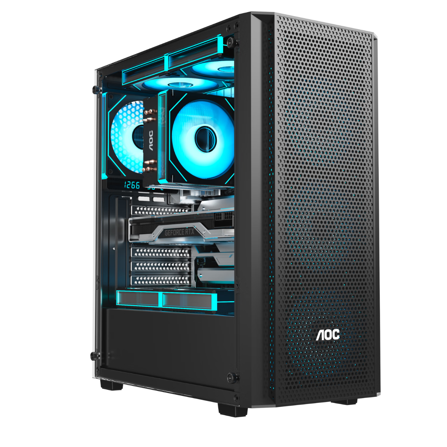 AOC CG261B Black Desktop Computer Case Minimalist Office Gaming Silent ATX Motherboard Support 240mm Water Cooling 8 Fan Slots