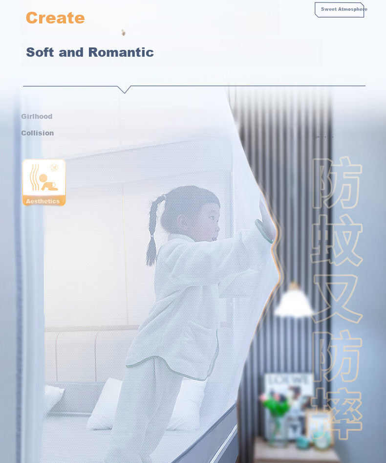 KORRESTAR Class A Household Full-Coverage Mattress-Style Anti-Fall Mosquito Net, Prevents Falling off Bed, Full Coverage Bottom, Thick Gray, 1.8 Meters [1 Bottom Screen] 12