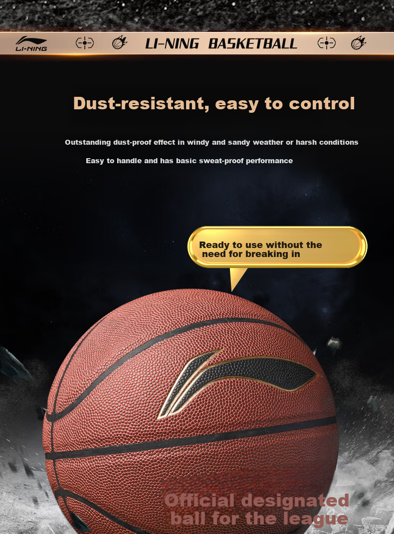 Li-Ning Basketball Size 6 for Women, Indoor And Outdoor Non-Slip Wear-Resistant CBA Match Training Middle School Exam Youth Size 6 Basketball Gift 8
