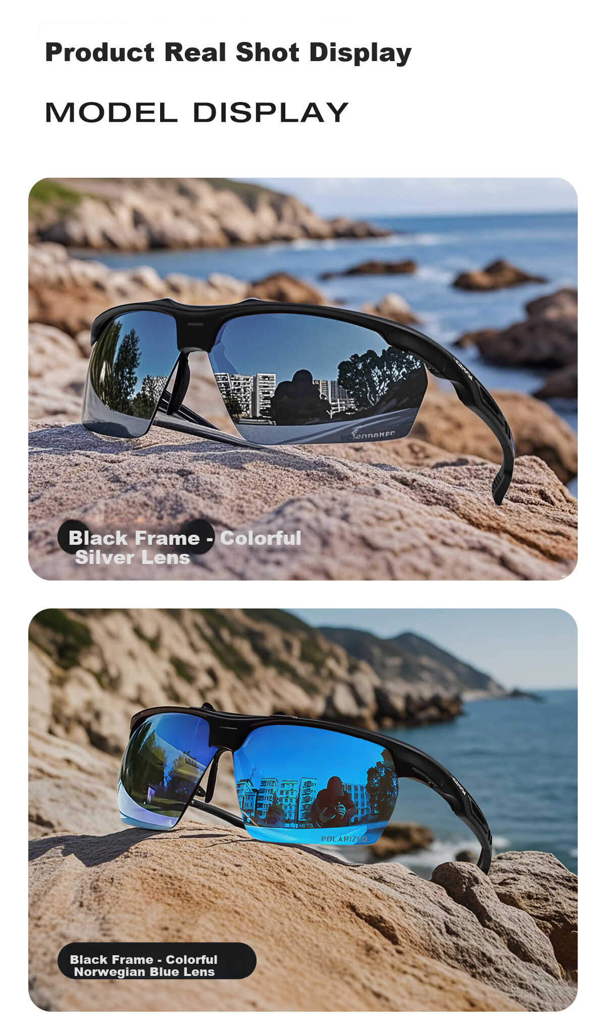 VOZAPOW Fishing Goggles for Float Viewing, High-Definition Polarized Eye Protection Sunglasses for Lure Fishing, Vibrating Reel, Men's Driving Sunglasses 19