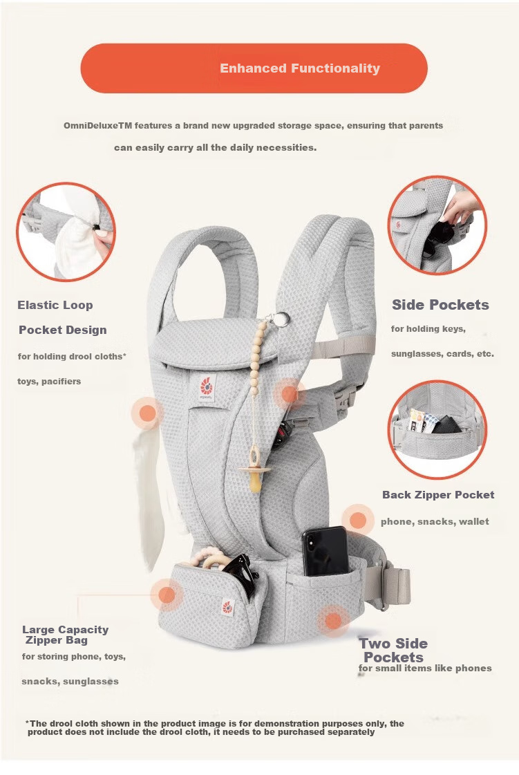 ERGObaby Deluxe Upgraded Breathable All-Net Carrier with Comfortable Seat Cushion, Camel Color, from USA 4