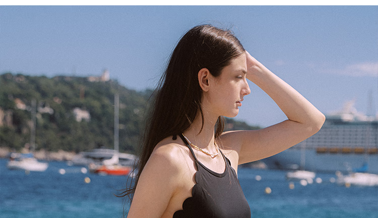 Atlanticbeach 2025 New Popular Halter Neck One-Piece Swimsuit for Women, Summer Hot Spring Vacation Backless Tummy-Covering Little Black Dress-Style Swimwear 9