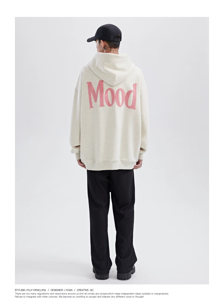 PCLP Chinese Streetwear Spring Autumn Loose Fit American High Street Vintage Heavyweight Knit Hoodie Men Rose Red M 5