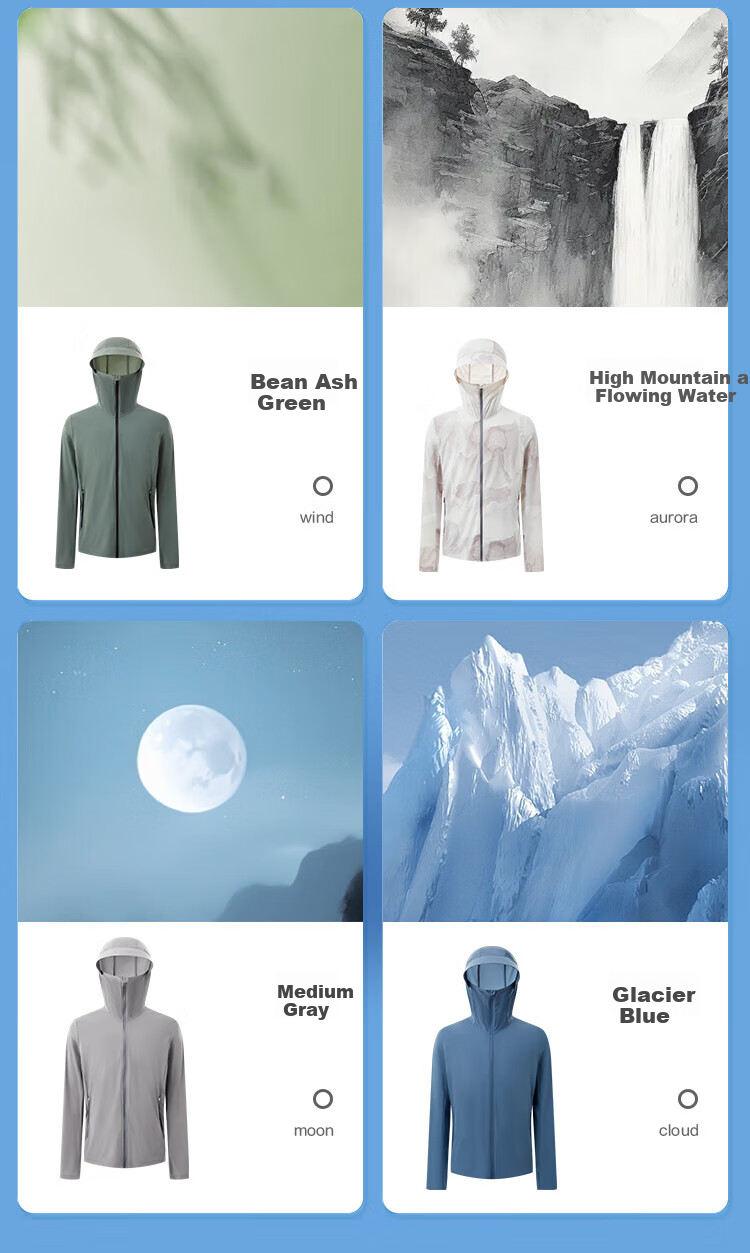 BOSIDENG Sun Protection Jacket for Men, Summer Outdoor Ice Silk Original Yarn Fishing Shirt, Cool Breathable Sports Cycling Hooded Coat 13