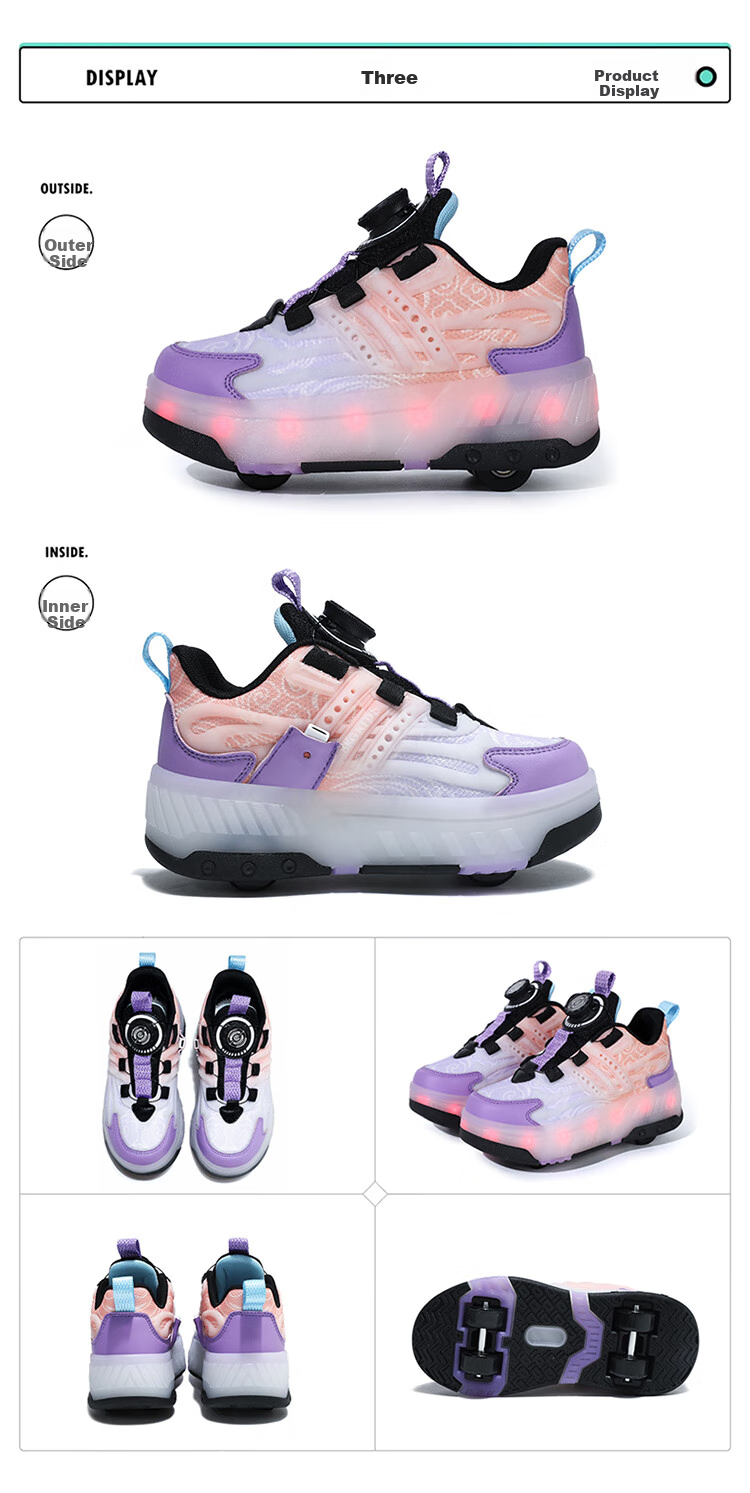 BKG Running Shoes for Girls, Four-Wheel Sports Shoes for Children, Student And Youth Skating Shoes ZYQ23825-B7 Lan Yue 36 45