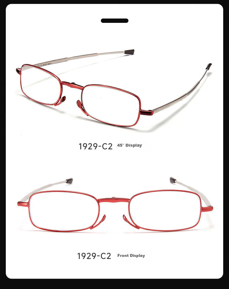 SHOWBIZS Reading Glasses with Blue Light Protection, Foldable And Extendable, Mini Reading Glasses for Men And Women, Presbyopia Glasses 1929 3