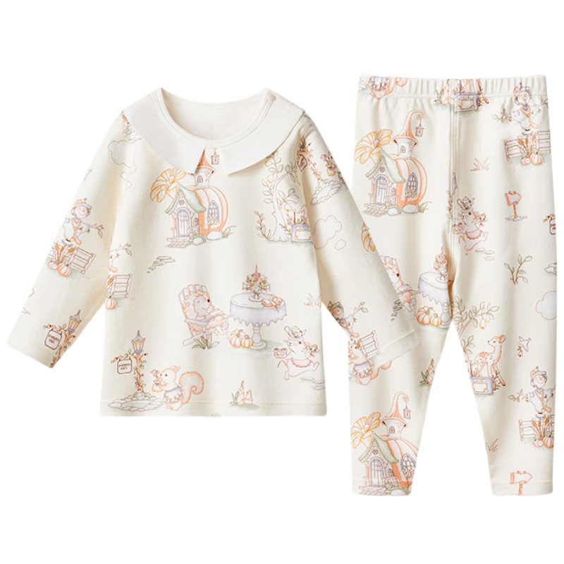 Beitaisi Children's Home Wear Set, Spring And Autumn Stylish New Design, Baby Pajamas, Pure Cotton Clothes, Class A Seamless, for Boys And Girls