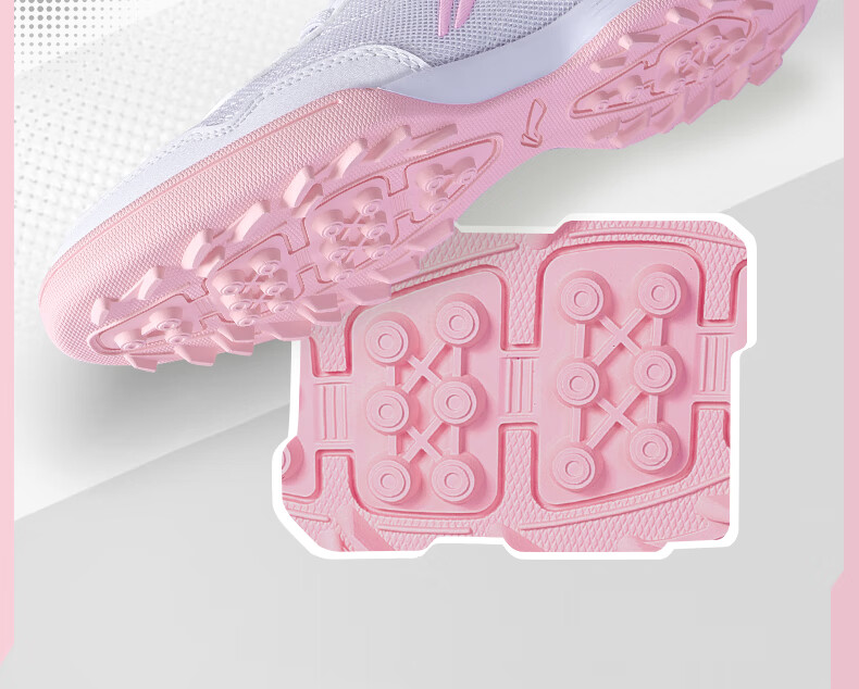 Li-Ning Children's Soccer Shoes, for Ages 6-12, TF Turf Cleats, Girls' Youth Professional Football Boots, Breathable for Summer, Elementary School Students' Cleats, Pink, Size 34 6