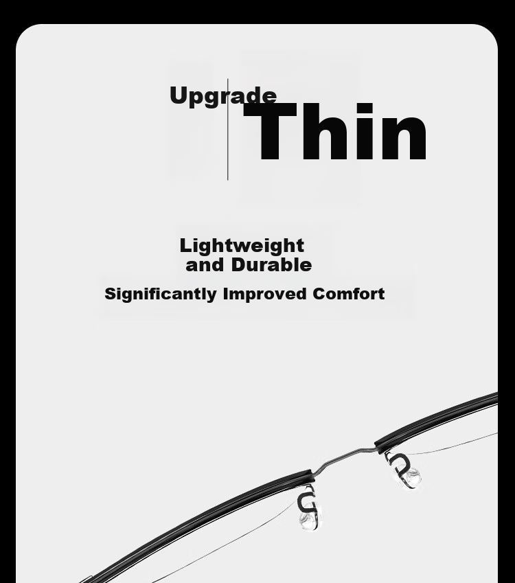 LOHO Thin Steel Series | Ultra-Light Myopia Glasses, Brow Frame Semi-Rimless, Blue Light Blocking, Professional Prescription Available, Men's Eyeglasses 6