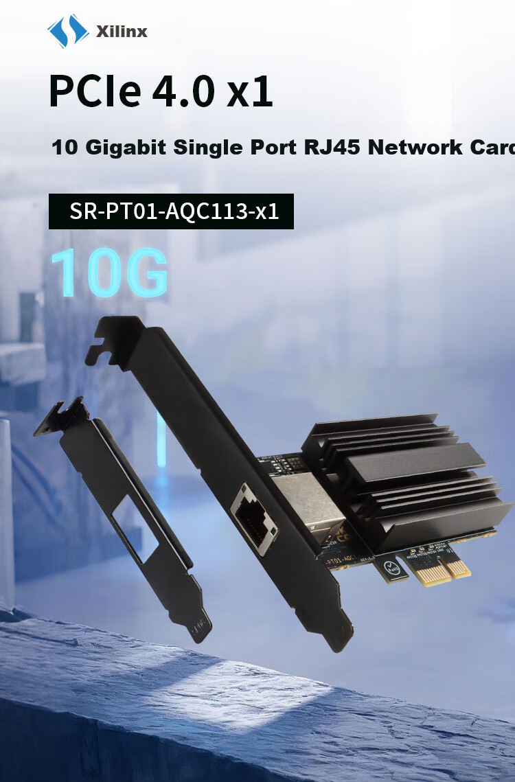 Xiliweishi 10G Gigabit Ethernet Card PCI-E Wired Desktop Computer NAS Server Gaming Ethernet Network RJ45 Port High-Speed Expansion Card AQC113-X1 1