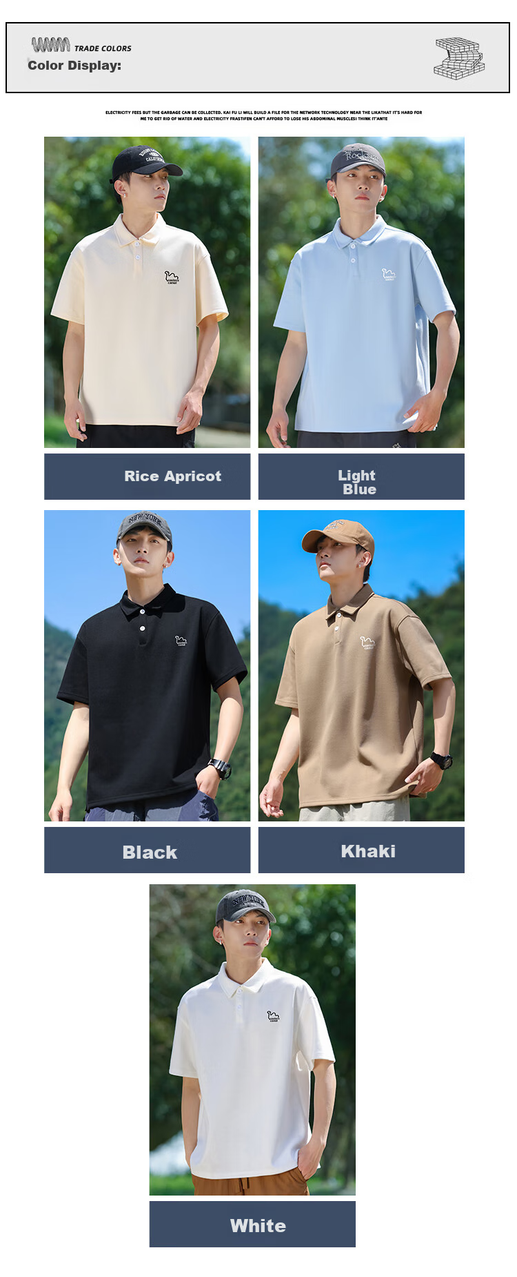 EASTERN CAMEL Short-Sleeve Polo Shirt for Men, Summer Heavyweight Breathable Solid Color Sports Collared Outdoor T-Shirt Top, Black, XL 4
