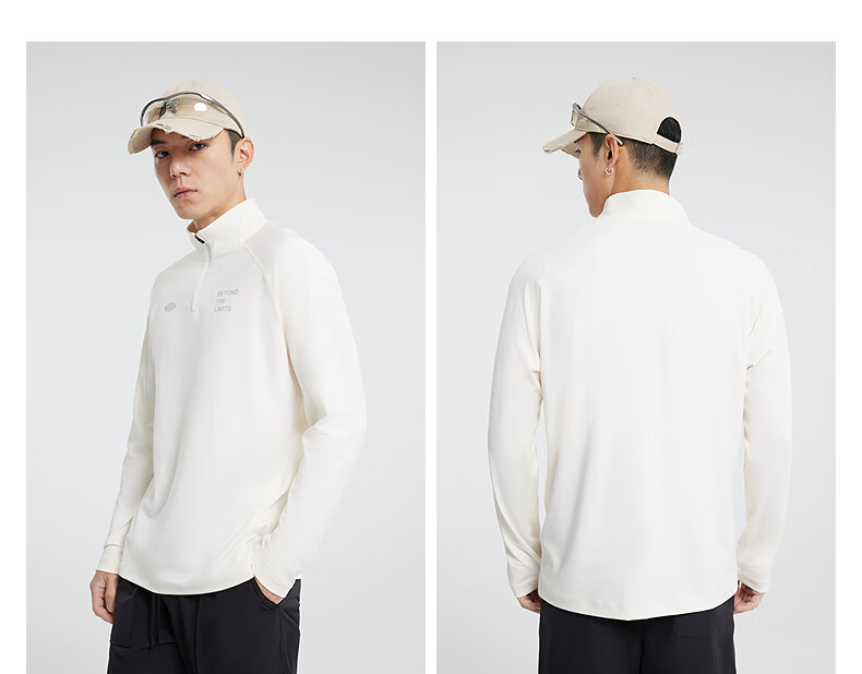 Metersbonwe Casual Long Sleeve Unisex 2025 Spring New Half-Zip Breathable Outdoor Sports T-Shirt 3