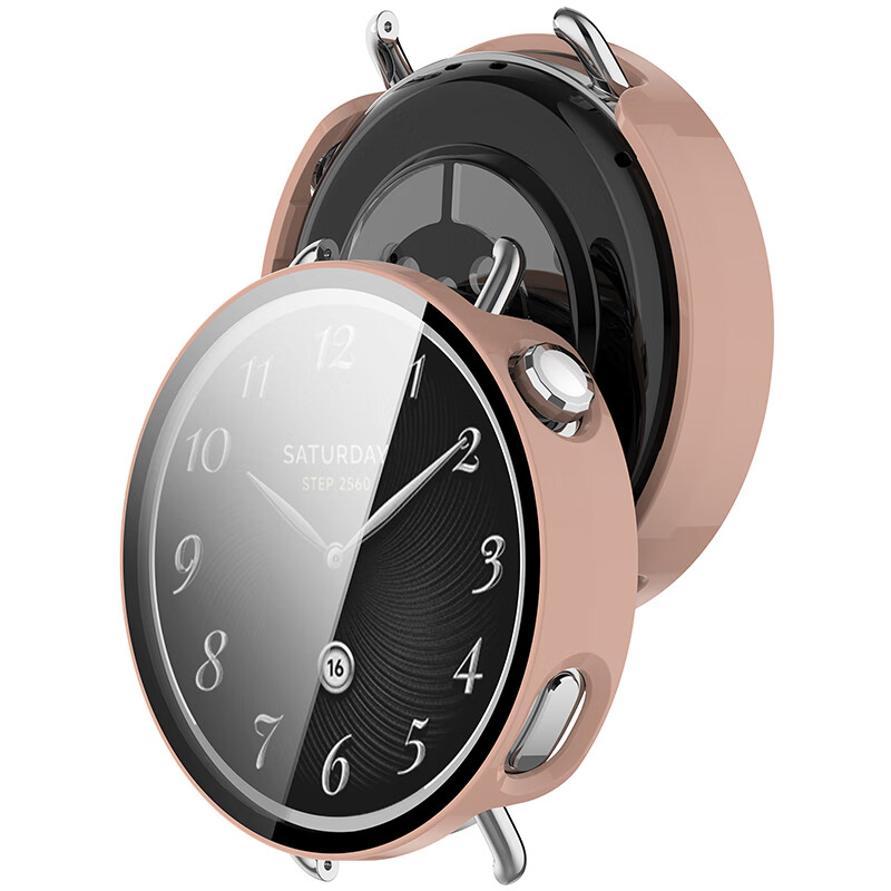 Защитное стекло KMaxAI для Xiaomi Watch S4 41мм с чехлом, полное покрытие, противоударное, розовый