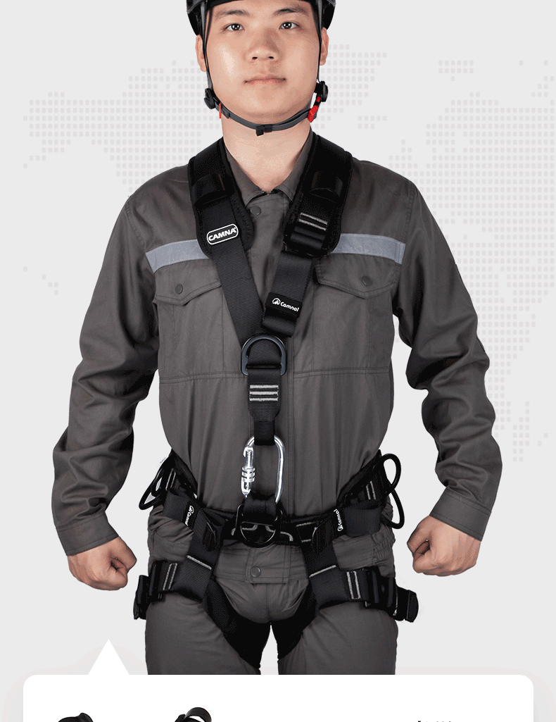 Kanle Five-Point Safety Harness for Outdoor High-Altitude Work, Air Conditioning Installation Full Body Safety Belt Fall Protection Cushion Pack, Safety Harness + 1.8m Single Small Hook + Cushion Pack 1