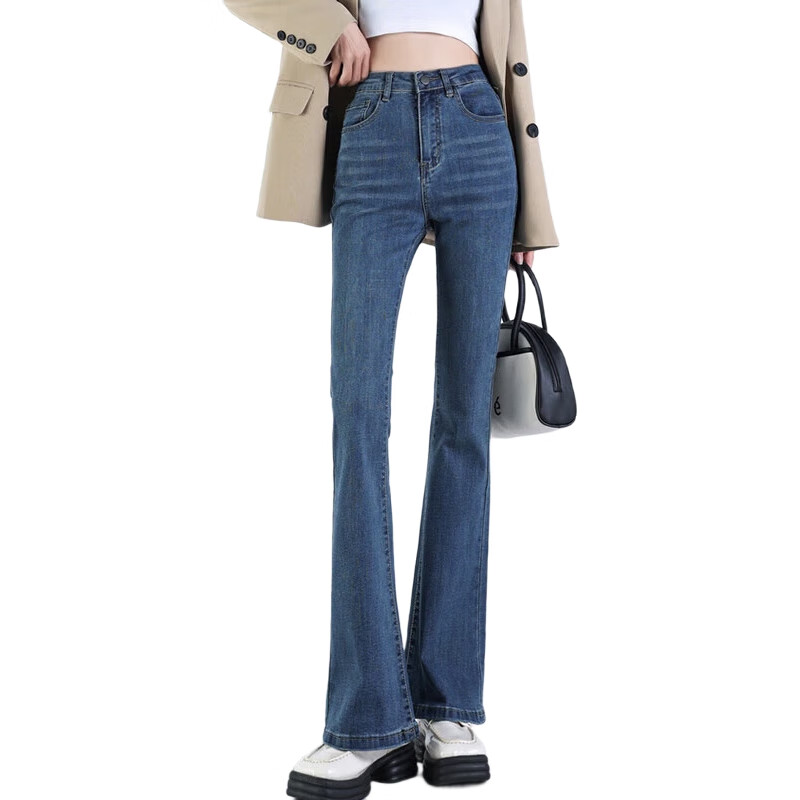 Женские джинсы JEANSWEST, расклешенные, осень 2025, с высокой талией, винтажные синие, размер S