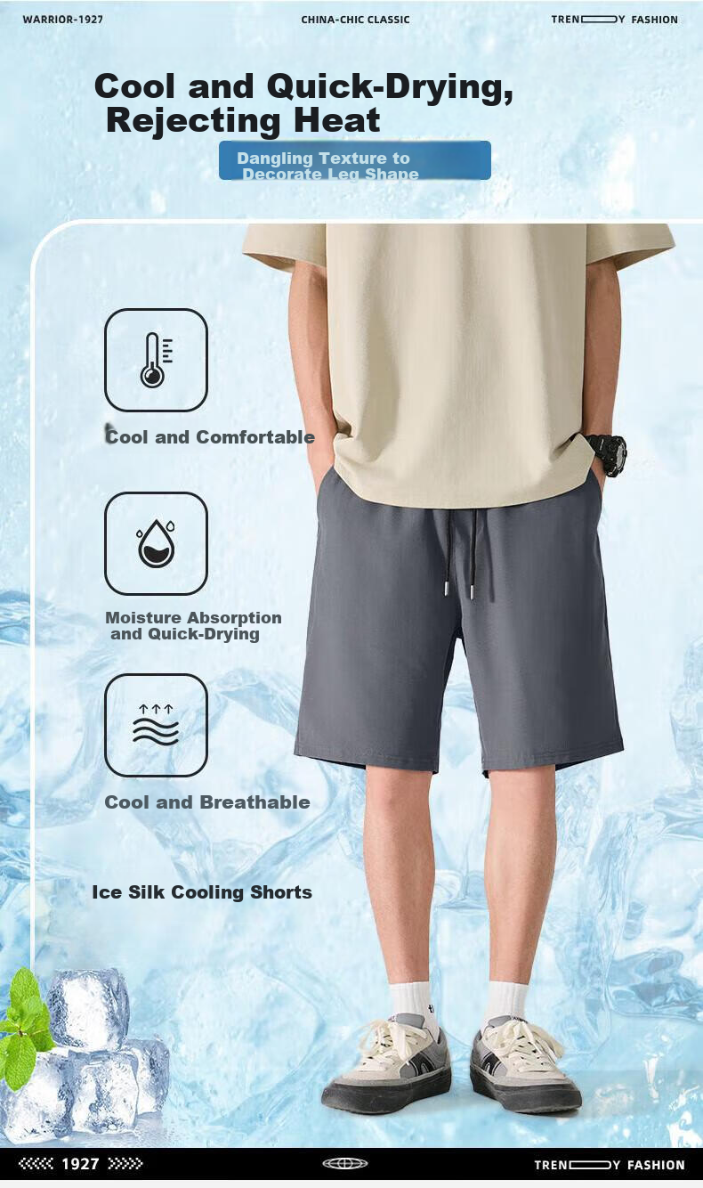 Warrior Quick-Dry Shorts for Men, Summer 2026 Style, Youth Basketball Sports Ice Silk Thin Running Shorts for Boys, YD 1