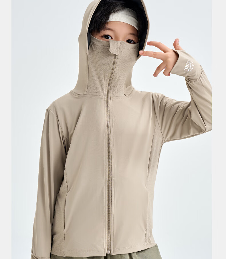 Luomeng Children's Summer New UV Protection Sunscreen Clothing, Kids' Air Conditioning Shirt, Light Gray Sun Protection Garment, Size 150 21
