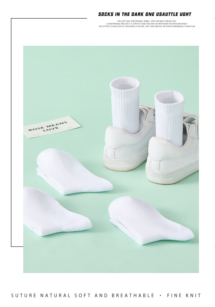 LangSha Kids Socks Boys Girls Summer Thin Mesh Mid-Calf White Cotton Socks 5 Pairs Pure White 3XL 9