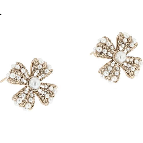 Серьги AJIDOU "Имитация жемчуга", стиль Chanel, в форме цветка, с жемчугом, нишевые, высокое качество, для Нового года