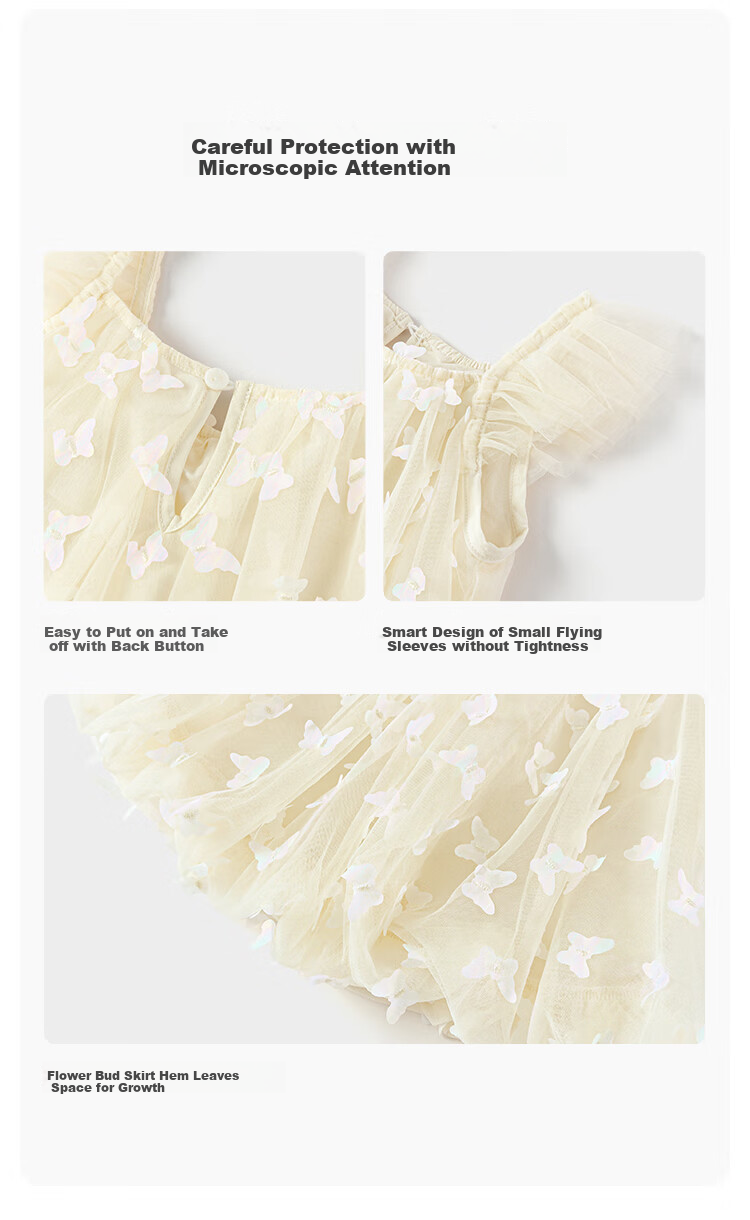 Babylove Girls' Summer Dress, Mesh Tulle Skirt, Baby Girl Dress, Sweet And Cute Flutter Sleeves, Princess Dress for Going Out 7